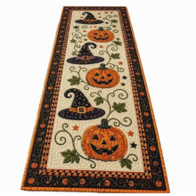 Geventeerde tafelloper met pompoenen, landelijke stijl, voor Halloween en herfstdecoratie, katoenmengsel, 140 cm