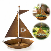 Vintage Nautical Sailboat Planter for Home and Office Decor, Decorative Indoor Flower Pot with Rustic Coastal Style
