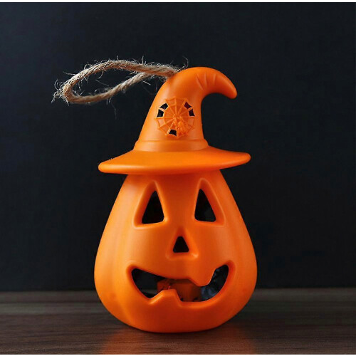 3 Τεμάχια Φωτάκια Κολοκύθας LED για το Halloween Φορητά με Καπέλο Μάγισσας και Φάντασμα 2