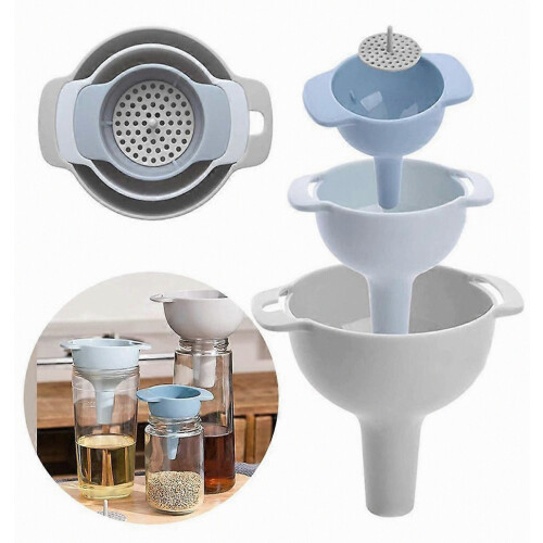 Nesting Funnel Set for Pantry Storage with Removable Filter, Versatile Spouts, Durable Food Grade Kitchen Pouring Tools 1