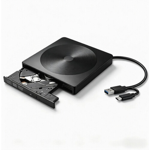 Lettore e masterizzatore DVD esterno USB 3.0 e USB-C, compatibile con Windows e macOS, lettura e scrittura CD e DVD, design portatile compatto