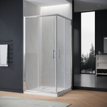 (900x700mm) ELEGANT Corner Entry Sliding Shower Enclosure with 6mm Toughened Safety Glass Reversible Bathroom Shower Cubicle
