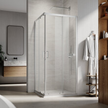(1100x800mm) ELEGANT Square Corner Shower Enclosure, Sliding Reversible Shower Door, Corner Entry Bathroom Shower Cubicle