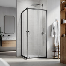 (1200x700mm) ELEGANT Black Corner Entry Sliding Shower Enclosure with Smooth Sliding Doors, 6mm Toughened Safety Glass
