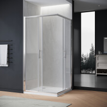 (900x800mm) ELEGANT Corner Entry Sliding Shower Enclosure with 6mm Toughened Safety Glass Reversible Bathroom Shower Cubicle