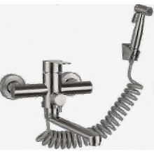 Single Handle Wall Mounted Kitchen Faucet With Hand Shower, Spray Gun, Stainless Steel, Hot and Cold Water for Kitchen Sink and Laundry Tu