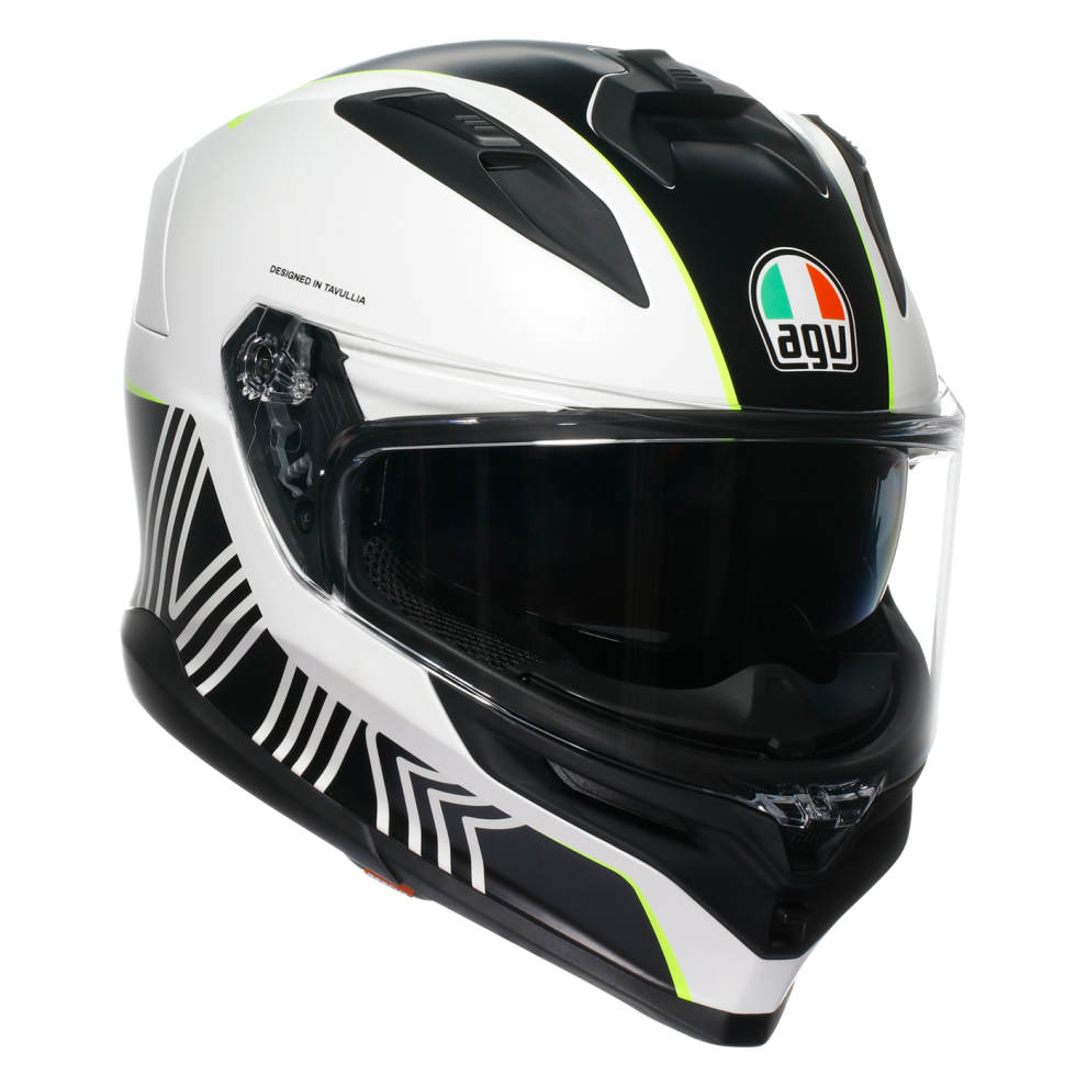 AGV K7 Super 46 White Black Fluo Yellow ECE 22.06 Helmet M - Image 2