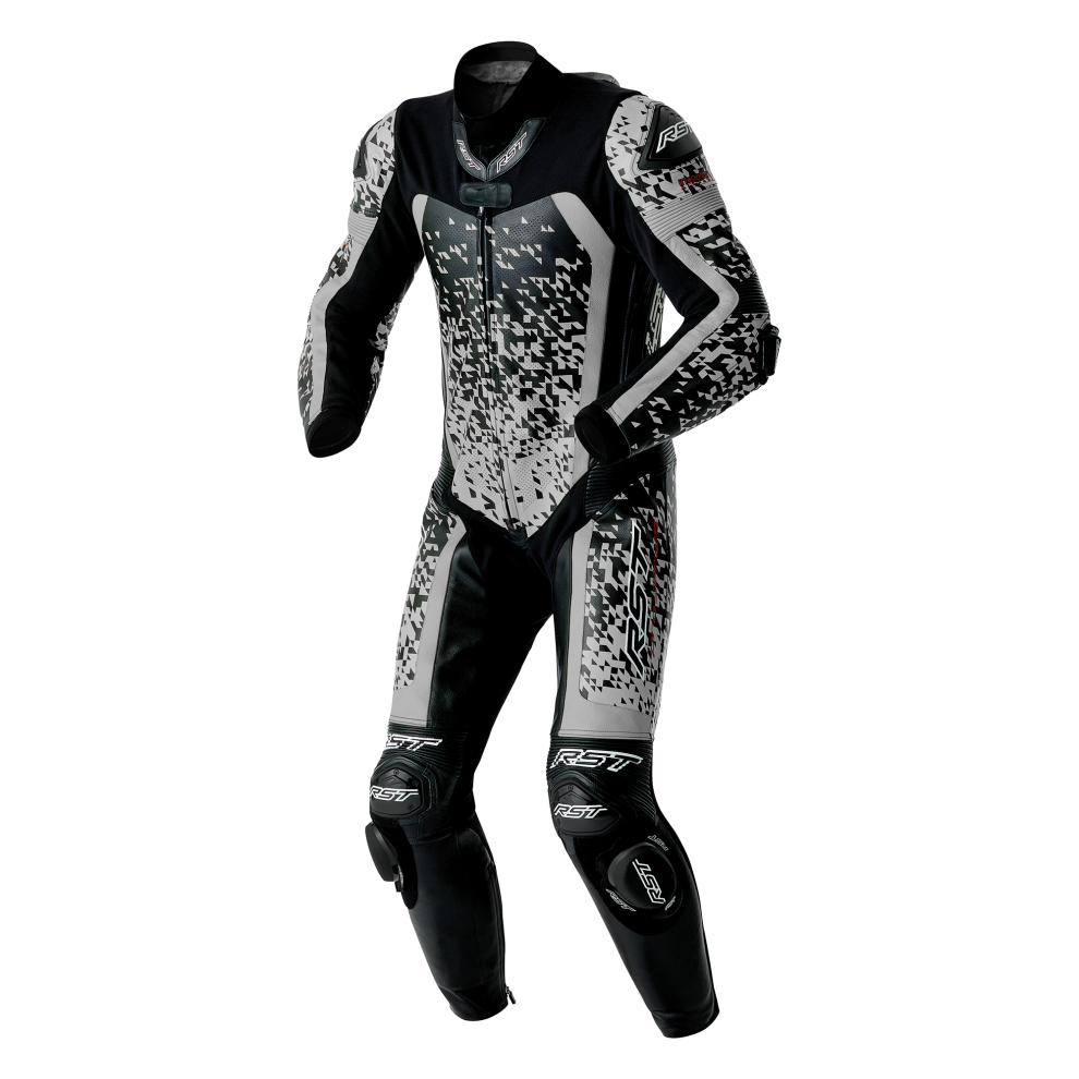 Rst Men's Black/Silver Pro Series D3o Airbag Perforated 1-Piece Motorcycle Leather Suit - Image 3