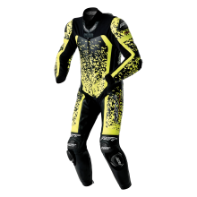 (42) RST Pro Series D3O Airbag One Piece Leather Suit Black / Fluo Yellow
