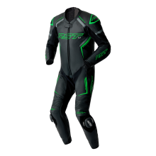 (44) RST S1 D3O One Piece Leather Suit Black / Grey / Fluo Green