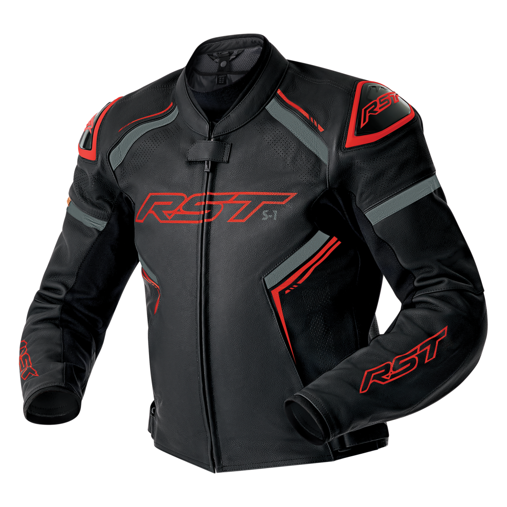 Rst Men's Black/Red S1 D3o Perforated Motorcycle Leather Jacket - Image 2