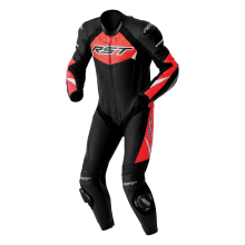 (50) RST Tractech Evo D3O One Piece Leather Suit Black / Fluo Red