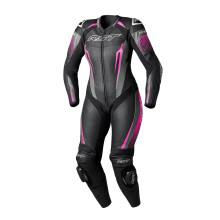 (14) RST Tractech Evo D3O Ladies One Piece Leather Suit Black / Pink