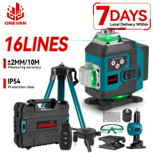 ONEVAN Niveau Laser 16 Lignes Vert, Auto-nivellement 360 avec Trépied 1m, Précision 2mm/10m