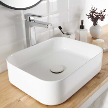 Bathroom Basin Sink Matt White Rectangular Counter Top Modern Hand Wash (W)45cm