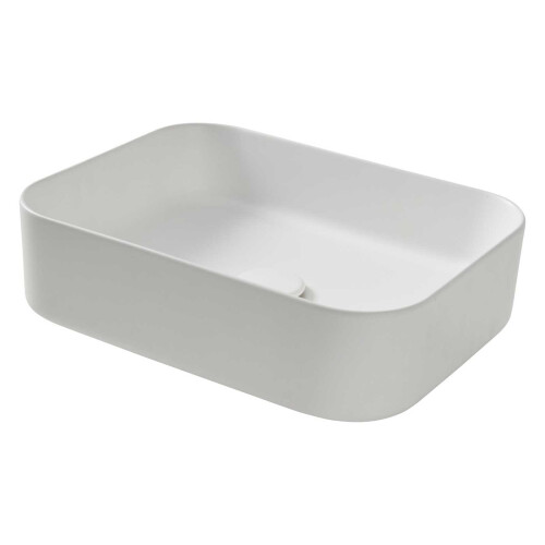 Bathroom Basin Sink Matt White Rectangular Counter Top Modern Hand Wash (W)45cm 2