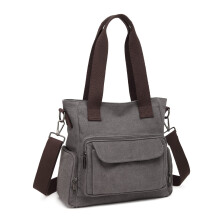 KONO Sac à main en toile grande taille, Robuste et polyvalent, Gris pour femme