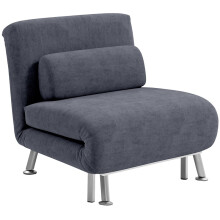 Single Velvet-Feel Sleeper Chair - Charcoal Grey