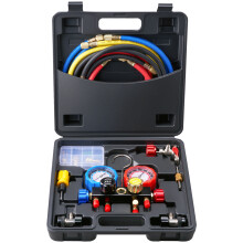 SucceBuy Jeu de Manifold Ă 4 Voies pour Climatisation, avec 4 Tuyaux de 1,5m pour R134A/R22/R12/R410A, pour Voiture et Maison
