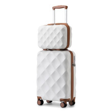 British Traveler, Lot de 2 bagages, Valise cabine avec serrure TSA et trousse de toilette, 31 + 54 cm, Beige