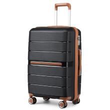British Traveler, Valise rigide, Noir, 20 pouces, 8 roues multidirectionnelles, Cadenas TSA