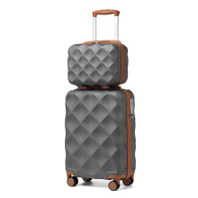 British Traveler Lot de 2 bagages, valise cabine avec serrure TSA et trousse de toilette, 4 roues doubles, 31 + 54 cm