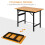 100 cm Foldable Garage Work Bench, Craft Table MDF Workstation, Heavy-duty Steel Frame with Ruler, Protractor 6