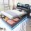 Cama infantil estofada 90x200 cm com baú hidráulico, iluminação LED e tomada USB - Cinza 2