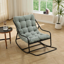 Silla mecedora de exterior - Moderna - Verde claro - Estructura de acero (recubrimiento en polvo) - Cojín ultra-grueso