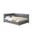 Sofá-cama capitonê em veludo cinza 140 x 200 cm com LED e porta USB, estrado de ripas 3
