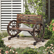 Banc de jardin - 2 places - Bois de sapin massif - Accoudoirs roues de chariot - Imperméable, 240 kg