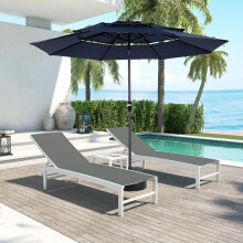 Parasol rettangolare 4,5 m con manovella - Blu navy, anti-UV e impermeabile (senza base)