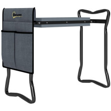 Banco de jardinería plegable de rodillas, taburete de jardín con rodilleras y bolsillos para herramientas, hasta 150 kg, 58x28x49cm, gris