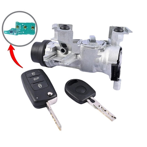 Ignition Switch Steering Lock Barrel Starter For GOLF MK5 MK6 2004 2013 w/ 2 Key 1