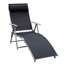 Chaise longue - Transat pliant 137 x 63,5 x 100,5 cm - Métal thermolaqué - Textilène respirant - Dossier 5 positions