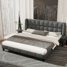 Lit rembourré 180x200 cm velours gris avec sommier à lattes et tête de lit - 2 places (sans matelas)