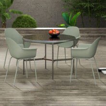 Silla de jardín - Conjunto de 4 sillas - Respaldo alto - Apoyabrazos - Resistentes a la intemperie