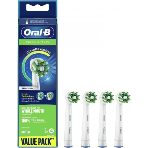 Oral-B Cross Action CleanMaximiser Ersatzbürsten, 4 Stück.