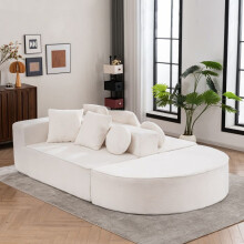 Canapé - CIPACHO - modulaire - Blanc - motif chenille - Livré monté