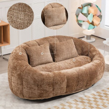 Sofa - Großes Modell mit hohem Rücken - 2 Plätze - Braune Chenille - Hochdichte Memory-Schaum