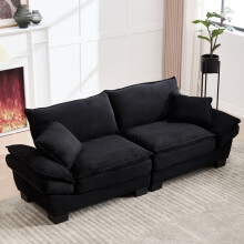 Canapé 2 places velours noir - ressorts, assise ultra-profonde, 2248181 cm
