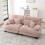Canapé d'angle 2 places Cloud en chenille rose, structure bois massif, confort moelleux, modulable 3