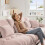 Canapé d'angle 2 places Cloud en chenille rose, structure bois massif, confort moelleux, modulable 6