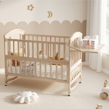 Verstelbaar babybed, 120x60x95cm, met commode, opvouwbare opbergplank, te gebruiken als logeerbed, natuurlijk