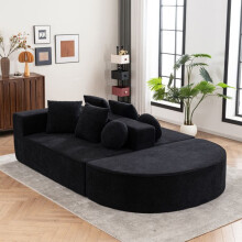 Canapé nuage modulaire convertible noir - mousse haute densité, livré compressé, sans assemblage