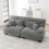 Canapé d'angle Cloud 2 places en chenille gris - structure bois massif, 220x77x81 cm, modulable 2