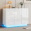 Buffet blanc laqué 120 x 40 x 75 cm, 3 portes, LED intégrées (télécommande &amp; Bluetooth), capacité 60 kg 3