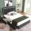 Lit - CIPACHO - Verstelbaar bed 90x200 cm met LED en 2 lades - Lattenbodem - Grijze linnen stof 4