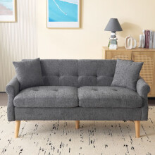 Canapé 2 places en chenille gris — style scandinave/moderne, confort moelleux, relaxation, 1627477 cm