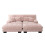 Sofá de canto modular Cloud 2 lugares em chenille rosa 220x145x81 cm com 2 puff e almofadas 4